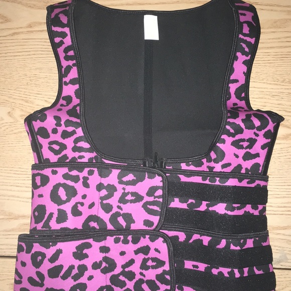 New Pink Black Animal Print Waist Trainer Size Medium - Picture 8 of 14